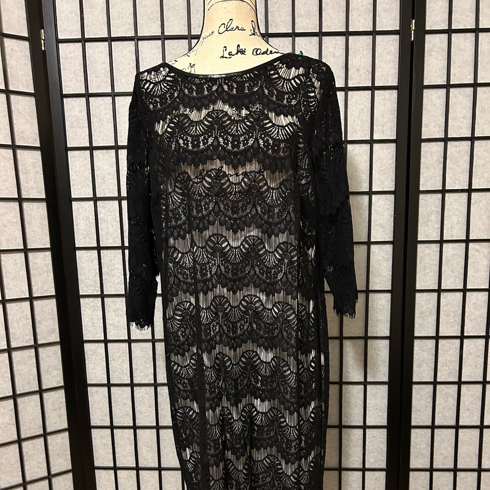 Calvin Klein Black Dolman Sleeve Sheath Dress